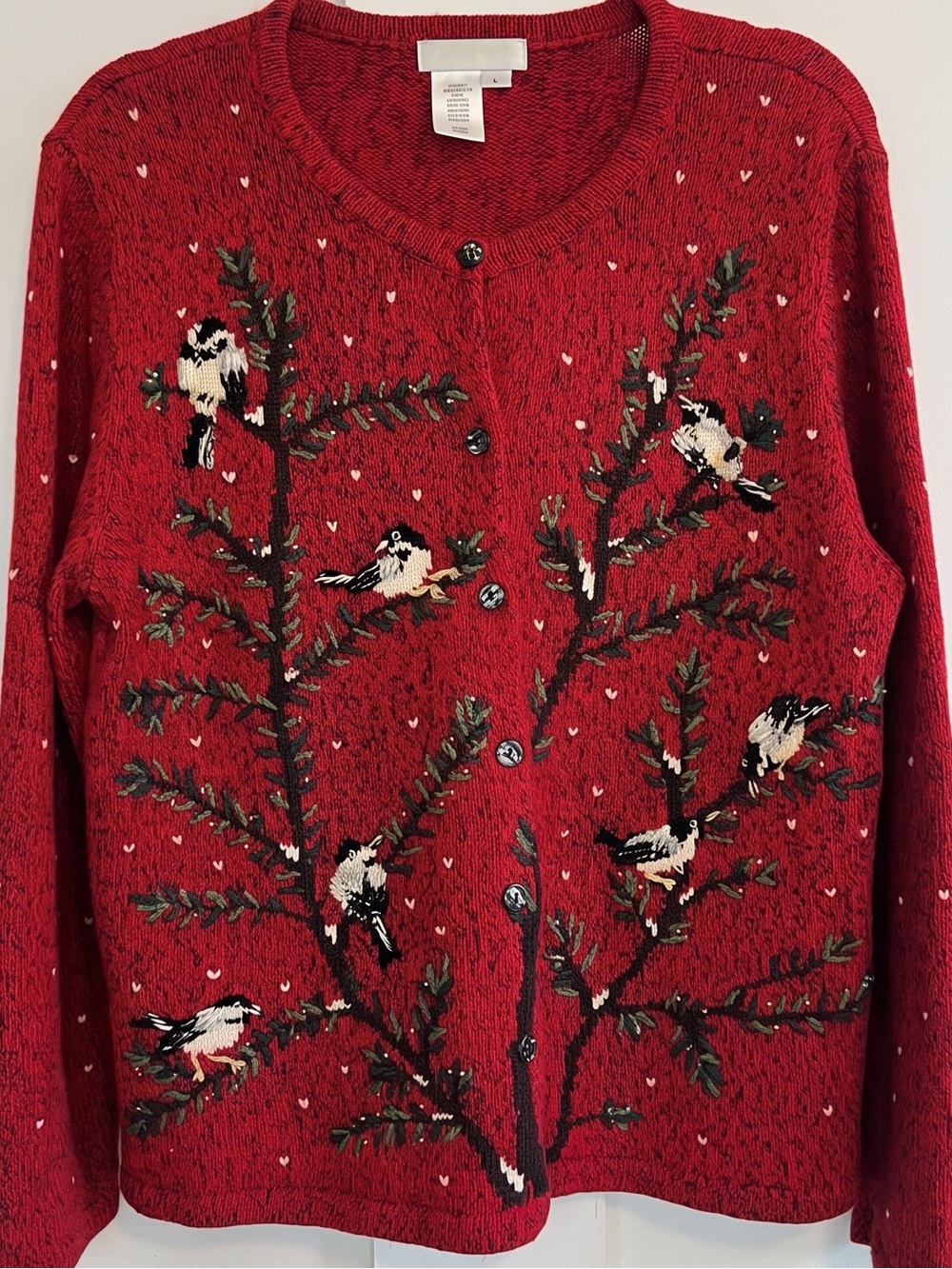 Vintage Coldwater Creek winter Birds Cardigan